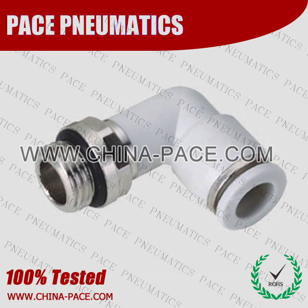 Grey White G Thread Male Elbow push in fittings, pneumatic fittings, one touch fittings, push to connect fittings, air fittings